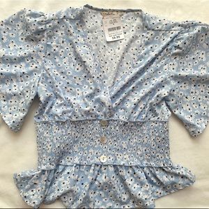Flowery Blue Blouse
